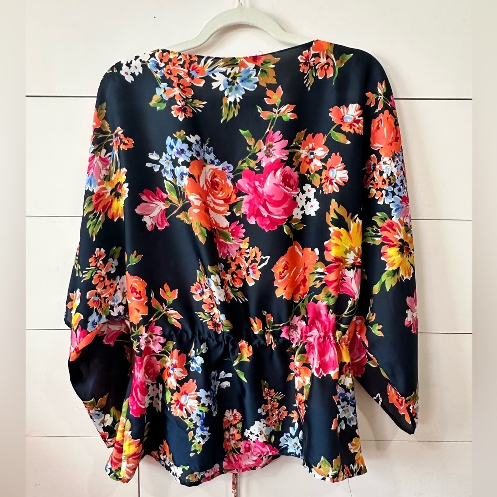 Chaps Black Floral Women's Blouse - Picture 2 of 3